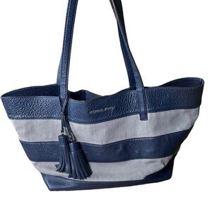 Michael Kors Blue and Gray Striped Tote